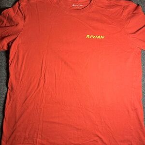 Rivian Adventurous Forever Orange Cool With Yellow Writing Men’s Size M